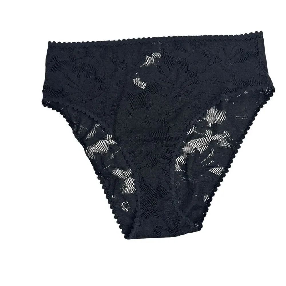 aerie Large Lace High Cut Bikini Bottom Black